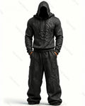 Men's Fashion Skull Print Hoodie & Pants Two-Piece Set 6028