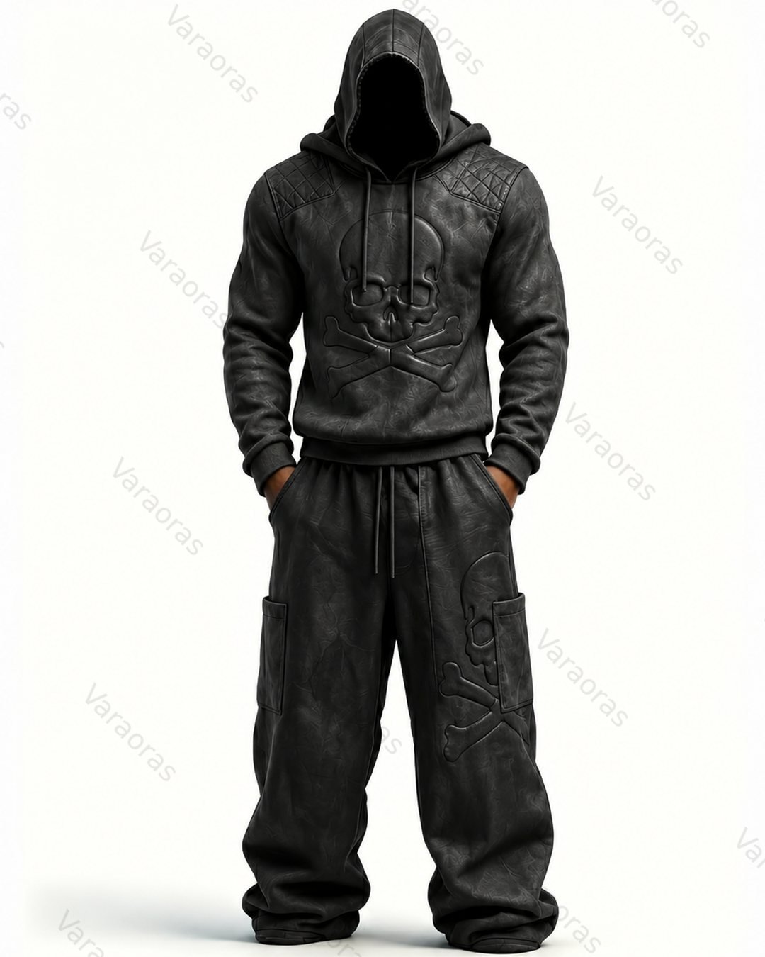 Men's Fashion Skull Print Hoodie & Pants Two-Piece Set 6028
