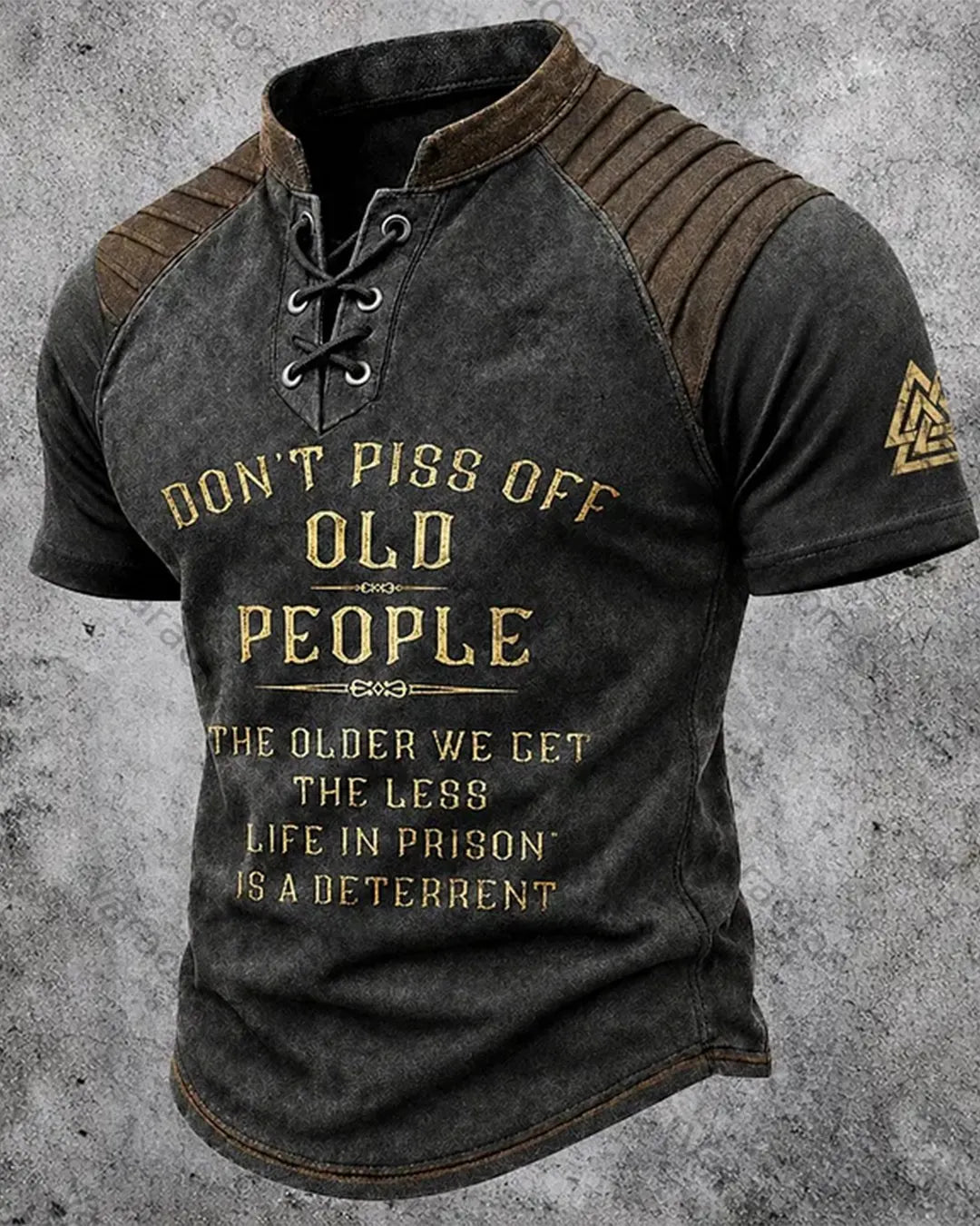 Men's Viking Print Short-Sleeve Henley T-Shirt 3099