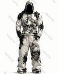 Men's Fashion Skull Print Hoodie & Pants Two-Piece Set 6498