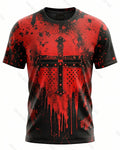 Men's Fashionable Viking Contrast Color Crusader Print T-shirt 1109